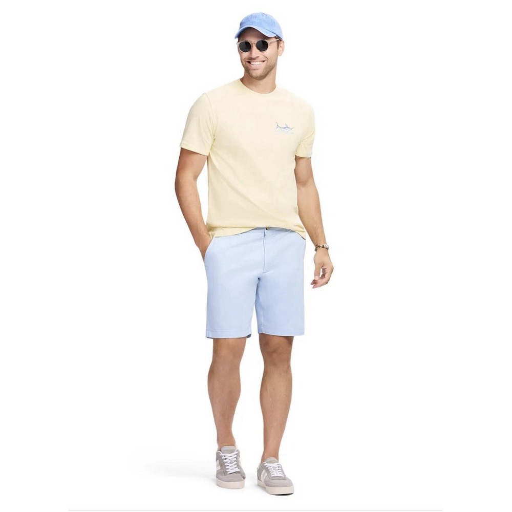 IZOD Saltwater Stretch Chino Shorts Men's 40x 9.5" Inseam Blue Classic Fit